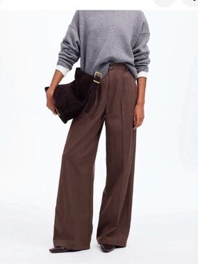 MADEWELL TROUSERS PLUM HIGH WAIST WIDE LEG SIZE 2